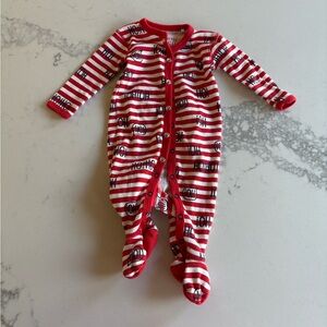 Petit Lem Red and White Striped Footie
